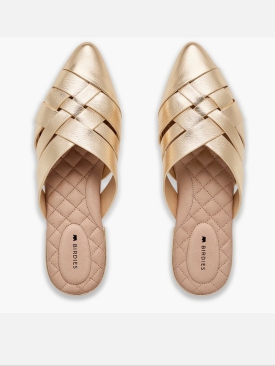 Shoes - BIRDIES The Dove Mule Gold Crossed Leather Size 8.5